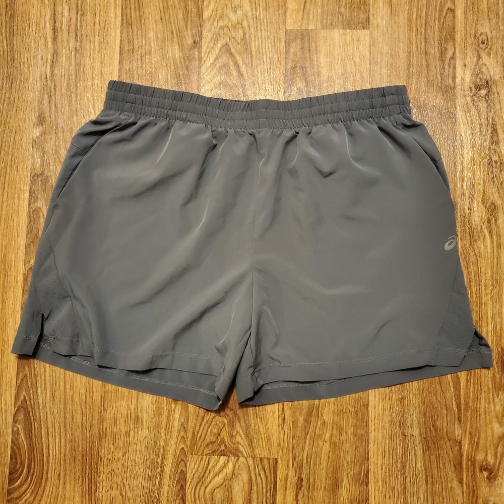 Asics Running Shorts‎ Men Large Gray Athletic Drawstring Stretch